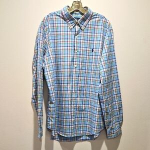 Ralph Lauren Men's Blue Plaid Shirt size XL